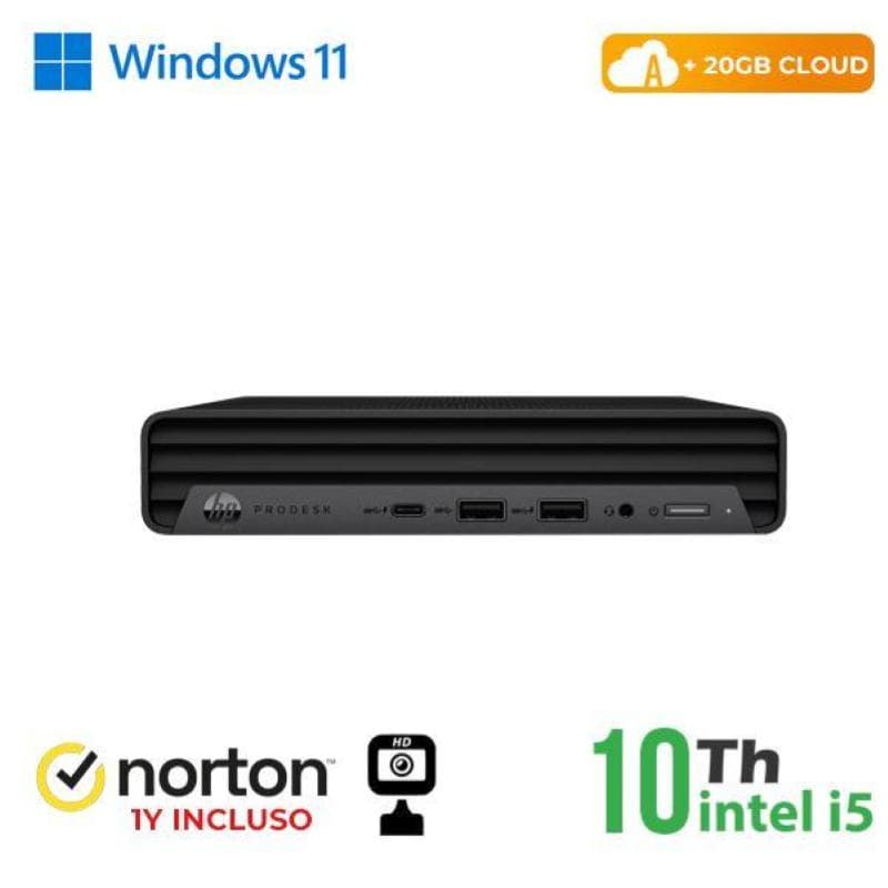 Pc hp 600-800 g5 mini pc intel core i5-9 gen. 8gb 256gb ssd windows 11 pro + norton antivirus + webcam - ricondizionato (rn65522381)