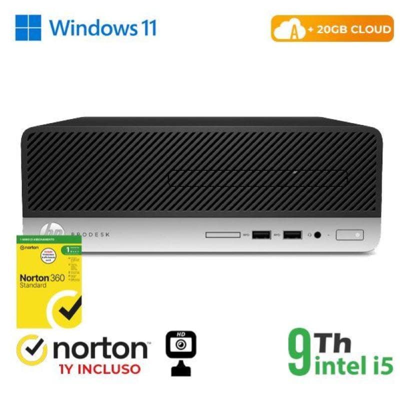 Pc hp 400-600 g5 sff intel core i5-9x00 8gb 256gb ssd windows 11 pro + norton - ricondizionato (rn64522381)
