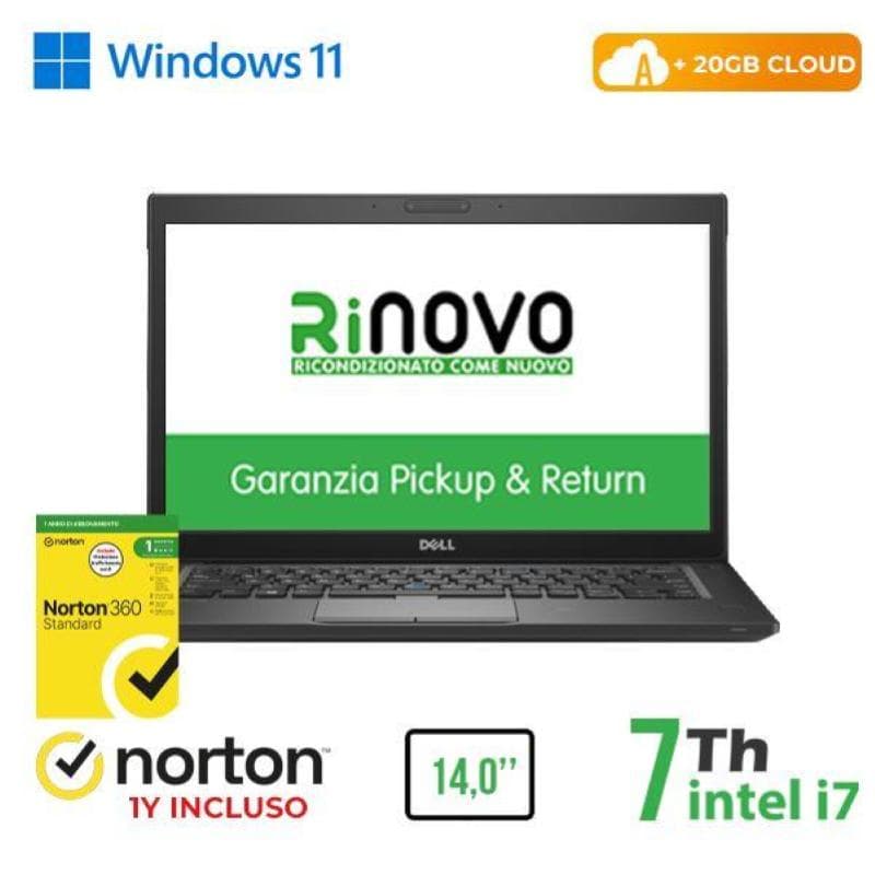 Notebook dell latitude e7480 intel core i7-7 gen. 14 8gb 256gb ssd windows 11 pro + norton 360 - ricondizionato (rn42622311)