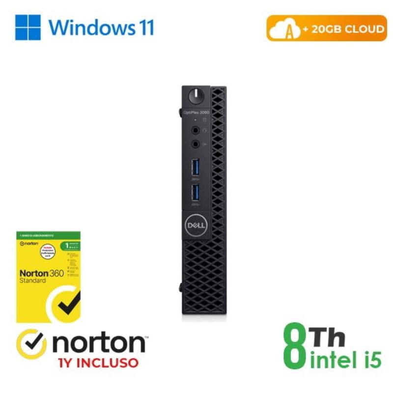 Pc dell optiplex 3060-5060m mini intel core i5-8 gen. 16gb 128gb ssd windows 11 pro - ricondizionato - (rn45531312)