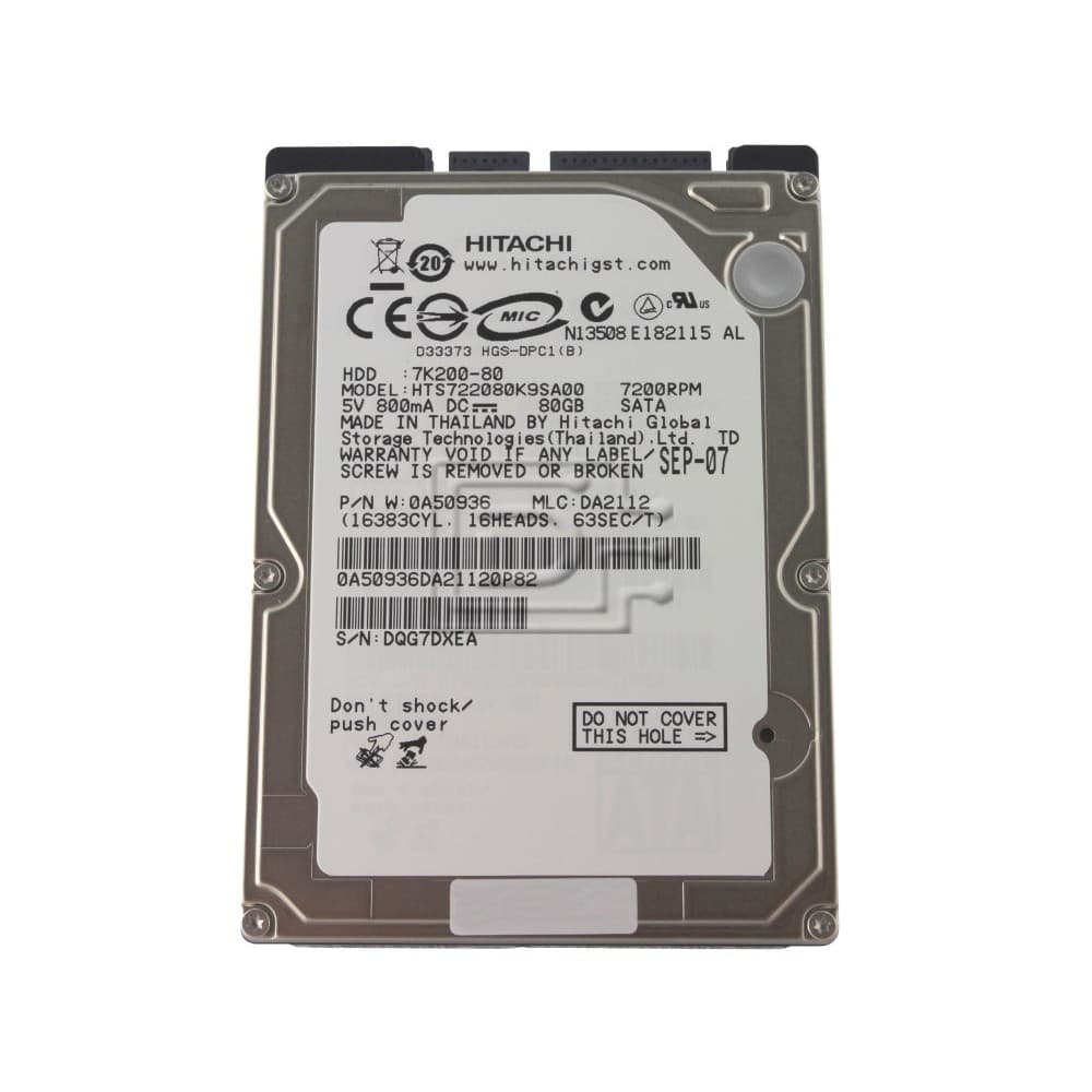 Disco rigido SATA da 80 GB da 2,5 pollici
