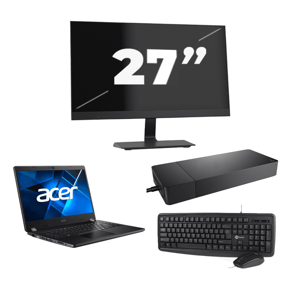 Acer TravelMate P214-53 - Intel Core i3 11ª generazione - 14 pollici - 16GB RAM - 512GB SSD - Windows 11 Home + 1x Monitor da 27 pollici