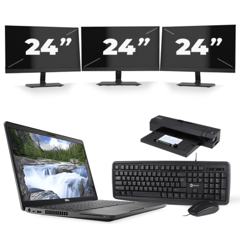 Dell Latitude 5500 - Intel Core i5-8a generazione - 15 pollici - 8 GB di RAM - SSD da 256 GB - Windows 11 + 3 monitor da 24 pollici