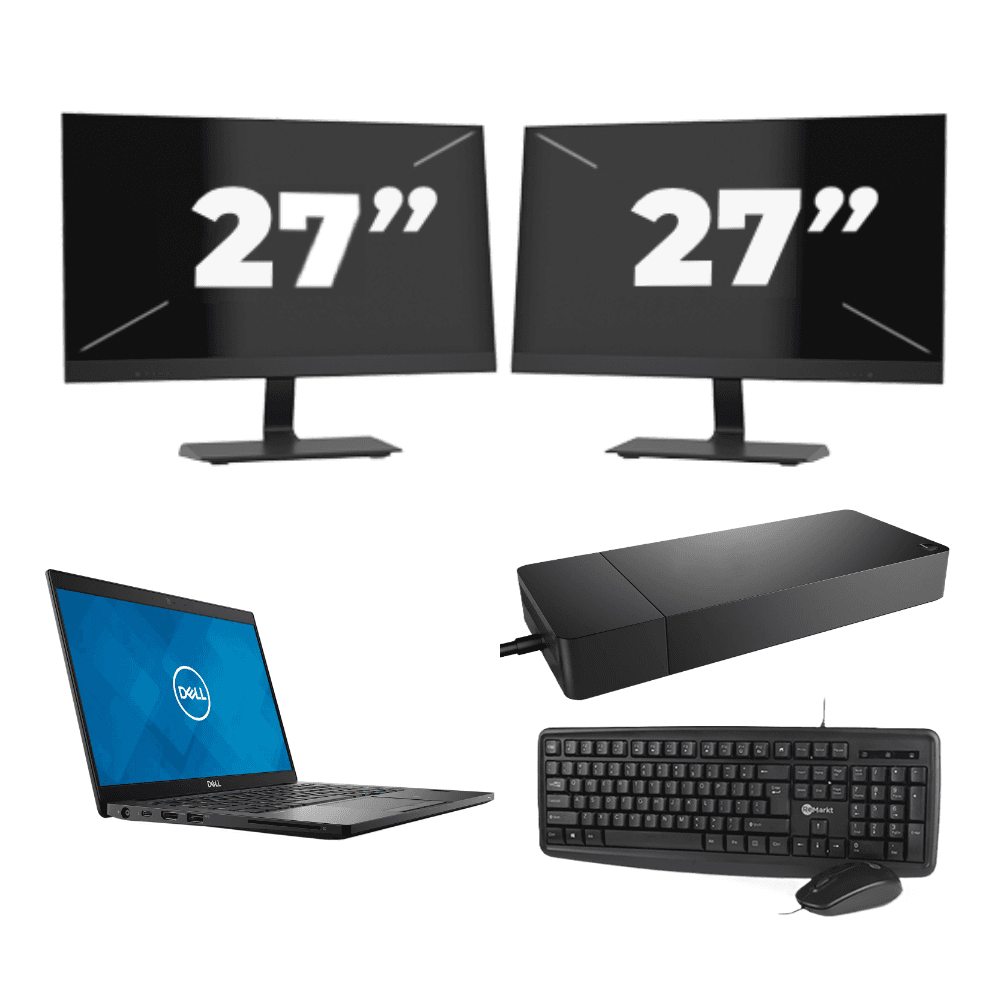 Dell Latitude 7390 - Intel Core i7 di ottava generazione - 13 pollici - 8 GB di RAM - SSD da 256 GB - Windows 11 Home + 2 monitor da 27 pollici