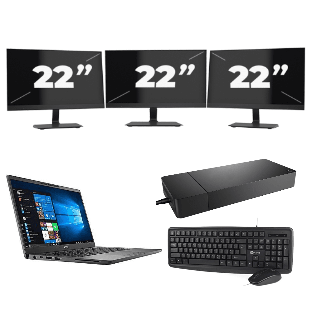 Dell Latitude 7400 - Intel Core i5-8a generazione - 14 pollici - 8 GB di RAM - SSD da 256 GB - Windows 11 + 3 monitor da 22 pollici