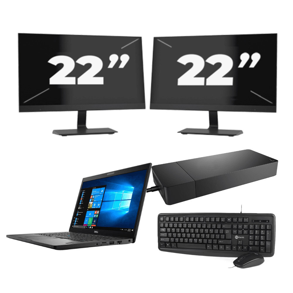 Dell Latitude 7490 - Intel Core i7-8a generazione - 14 pollici - 8 GB di RAM - SSD da 256 GB - Windows 11 + 2 monitor da 22 pollici