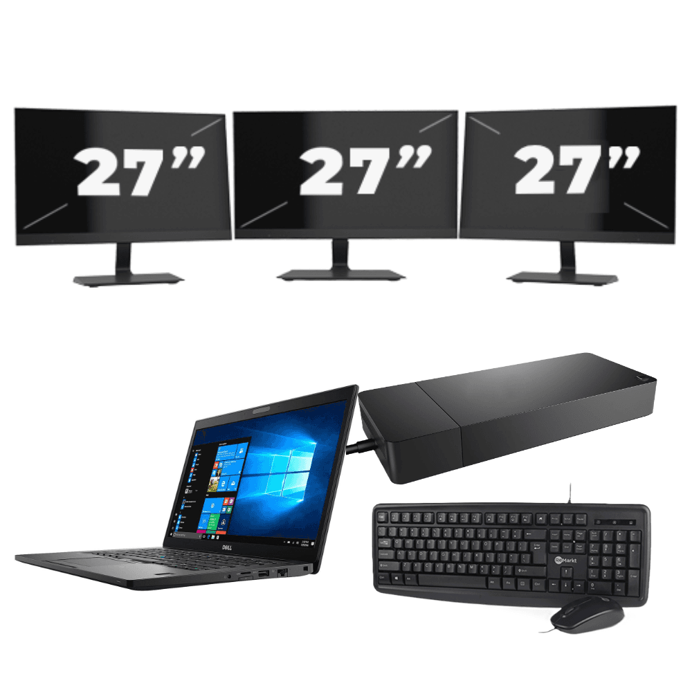 Dell Latitude 7490 - Intel Core i7 di ottava generazione - 14 pollici - 8 GB di RAM - SSD da 256 GB - Windows 11 Home + 3 monitor da 27 pollici
