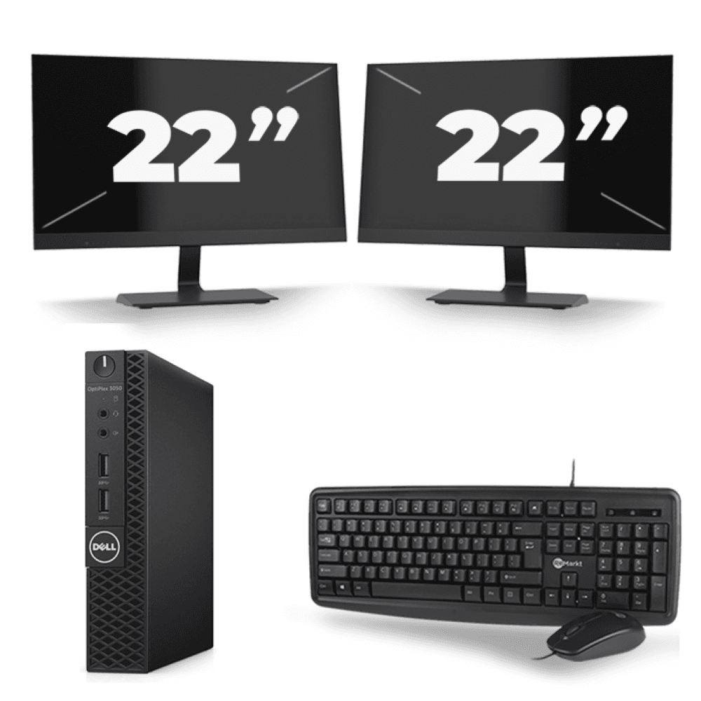 Dell Optiplex 3070 Micro USFF - Intel Core i5-9a generazione - 8 GB di RAM - SSD da 256 GB - Windows 11 + 2 monitor da 22 pollici