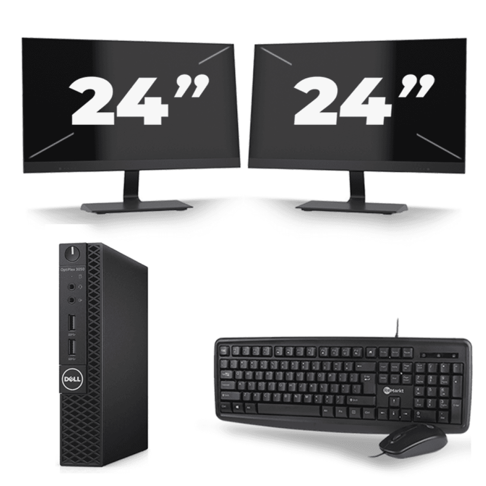 Dell Optiplex 3070 Micro USFF - Intel Core i5-9a generazione - 8 GB di RAM - SSD da 256 GB - Windows 11 + 2 monitor da 24 pollici