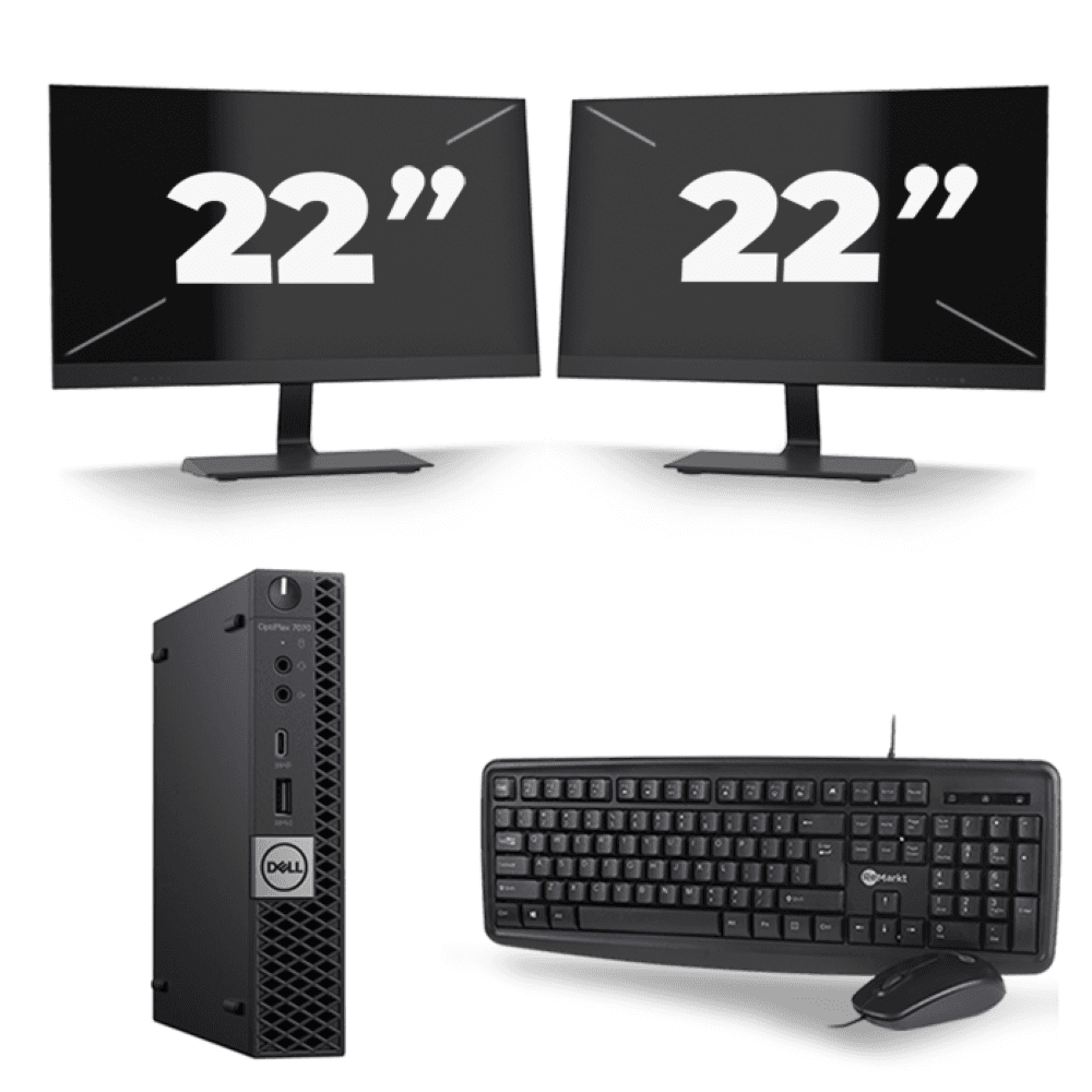 Dell Optiplex 7070 Micro USFF - Intel Core i5-9a generazione - 8 GB di RAM - SSD da 256 GB - Windows 11 + 2 monitor da 22 pollici