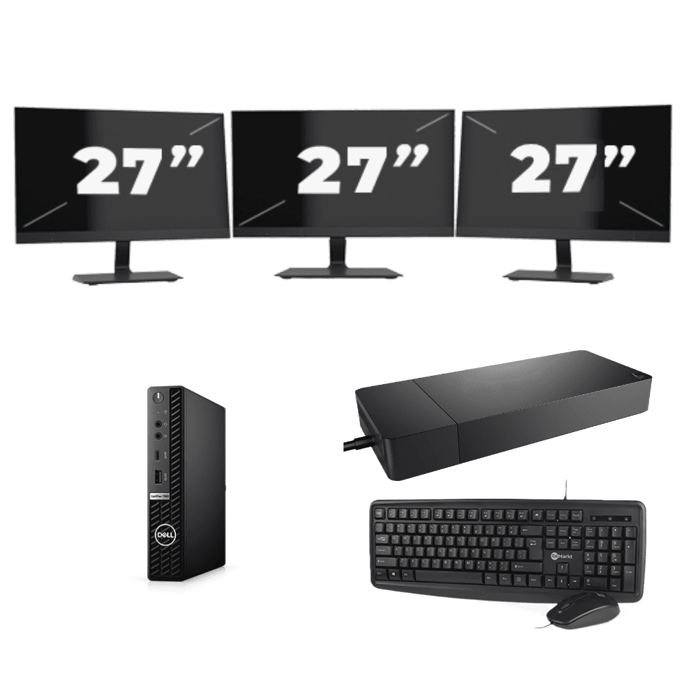 Dell OptiPlex 7080 USFF - Intel Core i5-10e Generatie - 8GB RAM - 256GB SSD - Windows 11 + 3x 27 inch Monitor