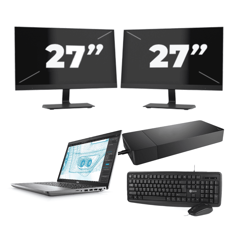 Dell Precision 3561 - Intel Core i5 11ª generazione - 15 pollici - 16GB RAM - 512GB SSD - GPU - Windows 11 Home + 2x Monitor da 27 pollici