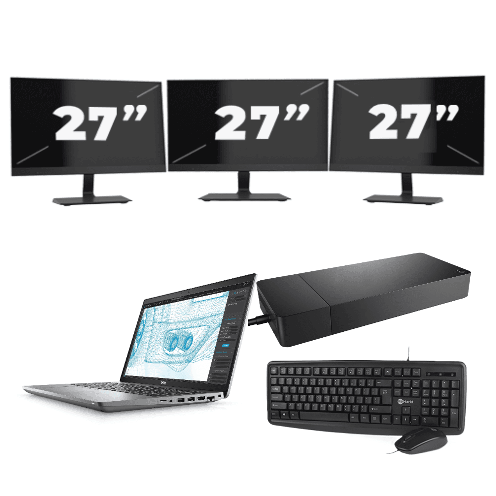 Dell Precision 3561 - Intel Core i7 11ª generazione - 15 pollici - 16GB RAM - 512GB SSD - GPU - Windows 11 Home + 3x Monitor da 27 pollici