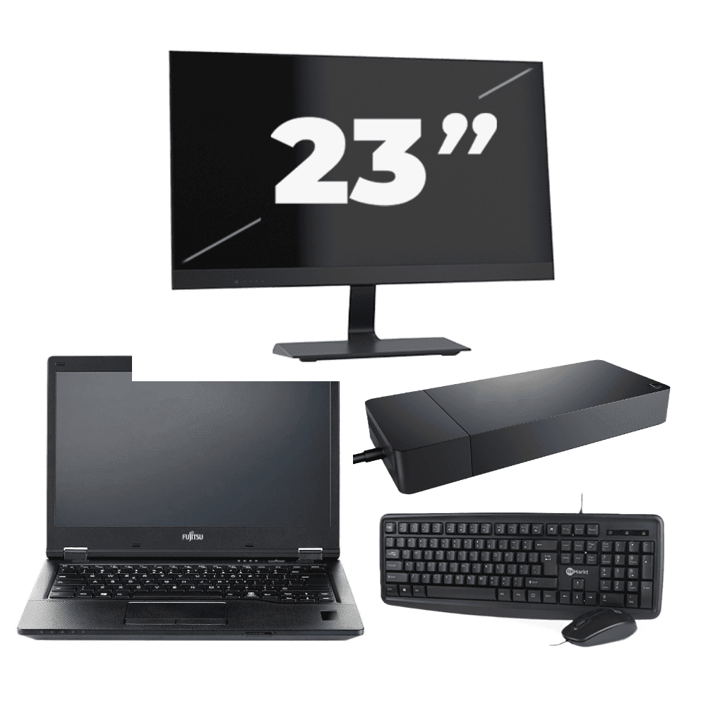 Fujitsu LIFEBOOK E5410 - Intel Core i3-10a generazione - 14 pollici - 8GB RAM - 256GB SSD - Windows 11 Home + 1x monitor da 23 pollici
