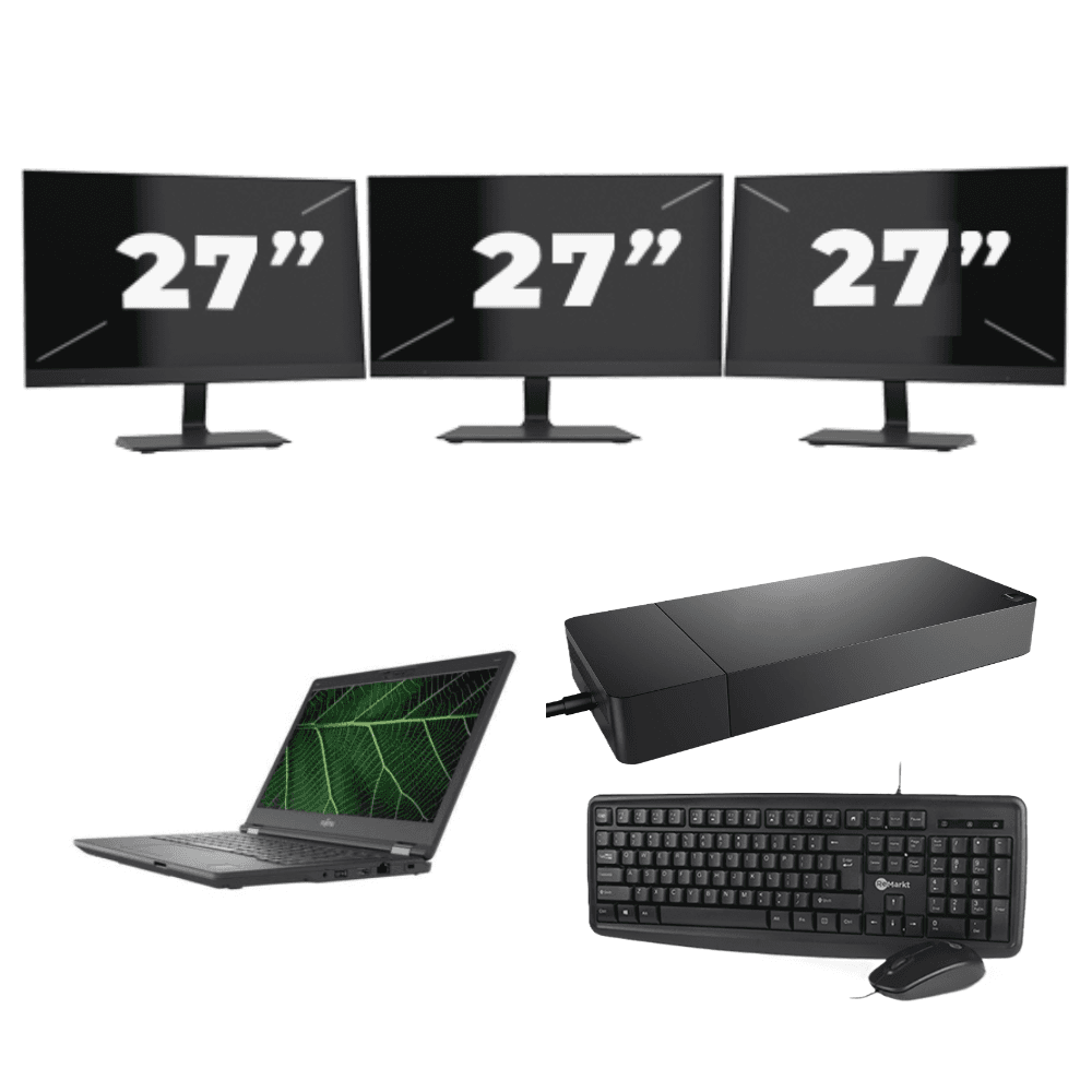 Fujitsu LIFEBOOK E5411 - Intel Core i5 11ª generazione - 14 pollici - 16GB RAM - 512GB SSD - Windows 11 Home + 3x Monitor da 27 pollici