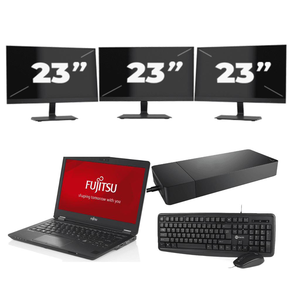 Fujitsu LifeBook U727 - Intel Core i7-7a generazione - 12 pollici - 8 GB di RAM - 256 GB SSD - Windows 11 + 3 monitor da 23 pollici
