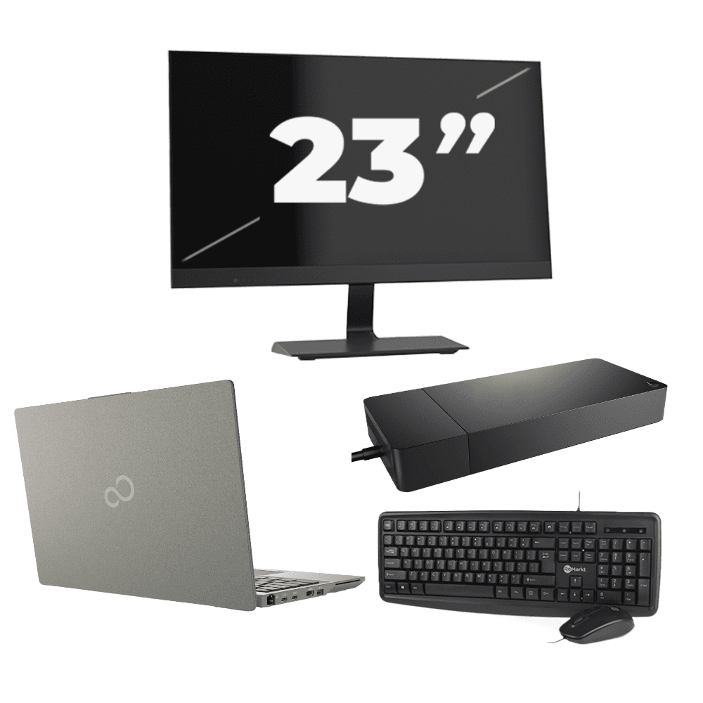 Fujitsu Lifebook U7411 - Intel Core i5 11ª generazione - 14 pollici - 16GB RAM - 512GB SSD - Windows 11 Home + 1x Monitor da 23 pollici