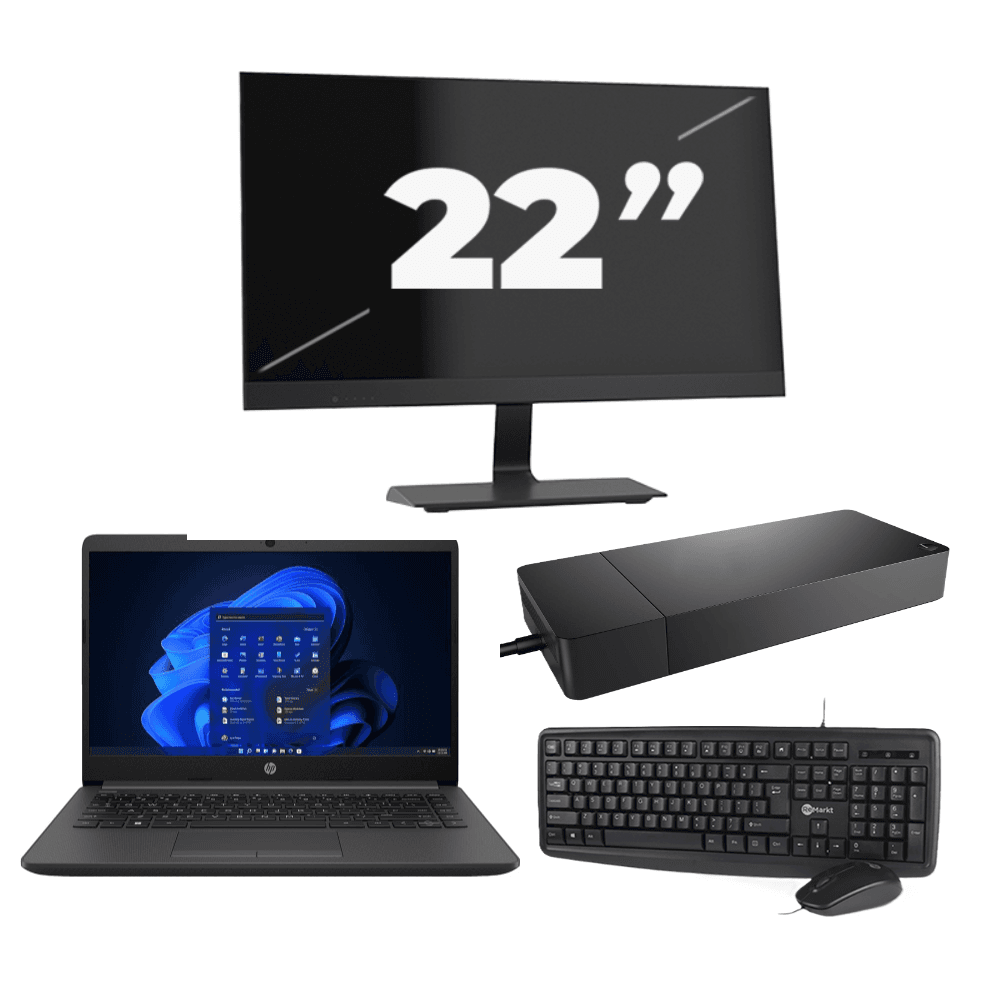 HP 240 G8 - Intel Core i3-10a generazione - 14 pollici - 8 GB di RAM - 256 GB SSD - Windows 11 Home + 1 monitor da 22 pollici