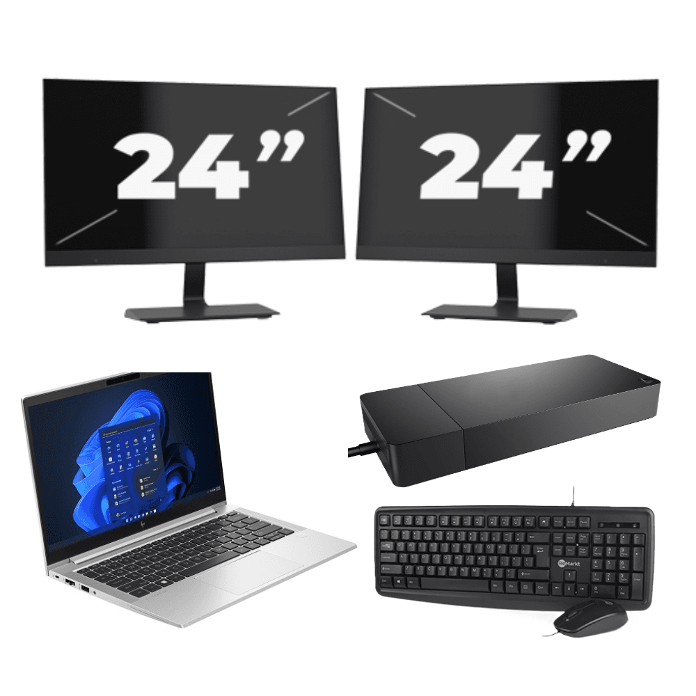 HP EliteBook 630 G10 - Intel Core i5 13ª generazione - 13 pollici - 16GB RAM - 512GB SSD - Windows 11 Home + 2x Monitor da 24 pollici