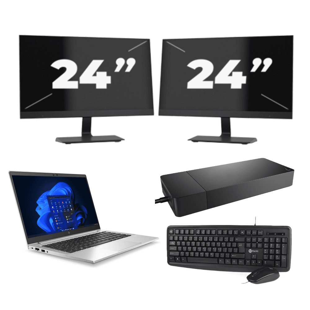 HP EliteBook 630 G9 - Intel Core i5 12ª generazione - 13 pollici - 16GB RAM - 256GB SSD - Windows 11 + 2x Monitor da 24 pollici