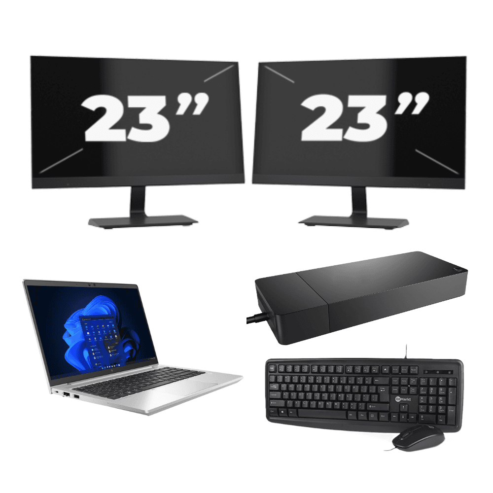 HP EliteBook 640 G9 - Intel Core i5-12a generazione - 14 pollici - 8 GB di RAM - 256 GB SSD - Windows 11 Home + 2 monitor da 23 pollici
