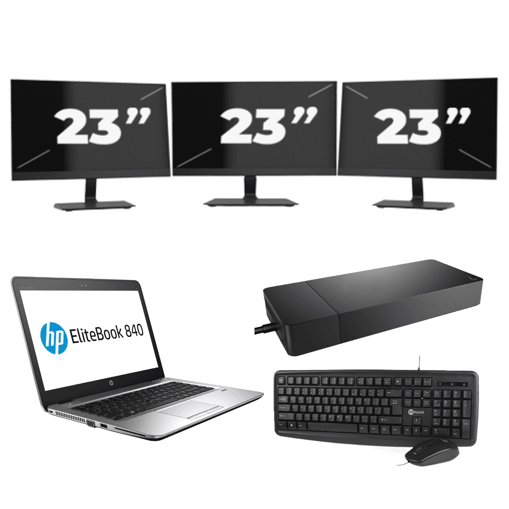 HP EliteBook 840 G3 - Intel Core i7-6a generazione - 14 pollici - 8 GB di RAM - 256 GB SSD - Windows 11 + 3 monitor da 23 pollici