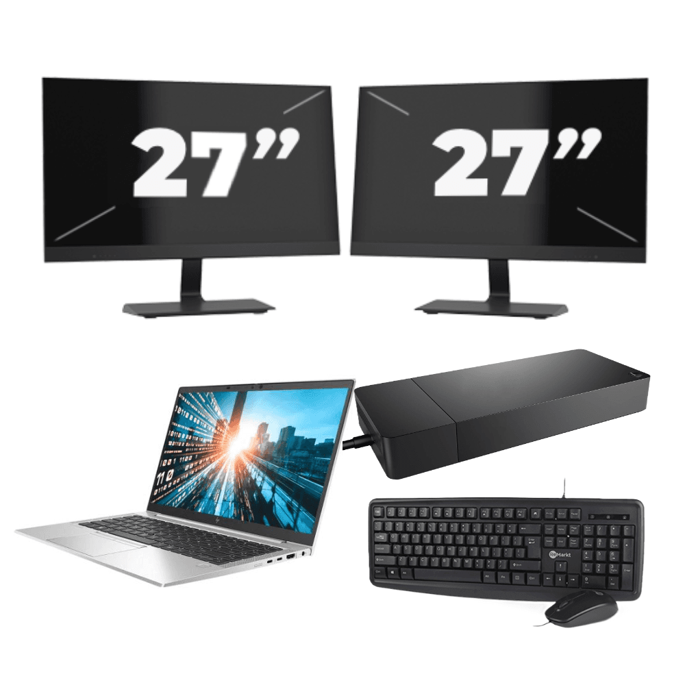 HP EliteBook 840 G7 - Intel Core i7 10ª generazione - 14 pollici - 16GB RAM - 512GB SSD - Windows 11 Home + 2x Monitor da 27 pollici