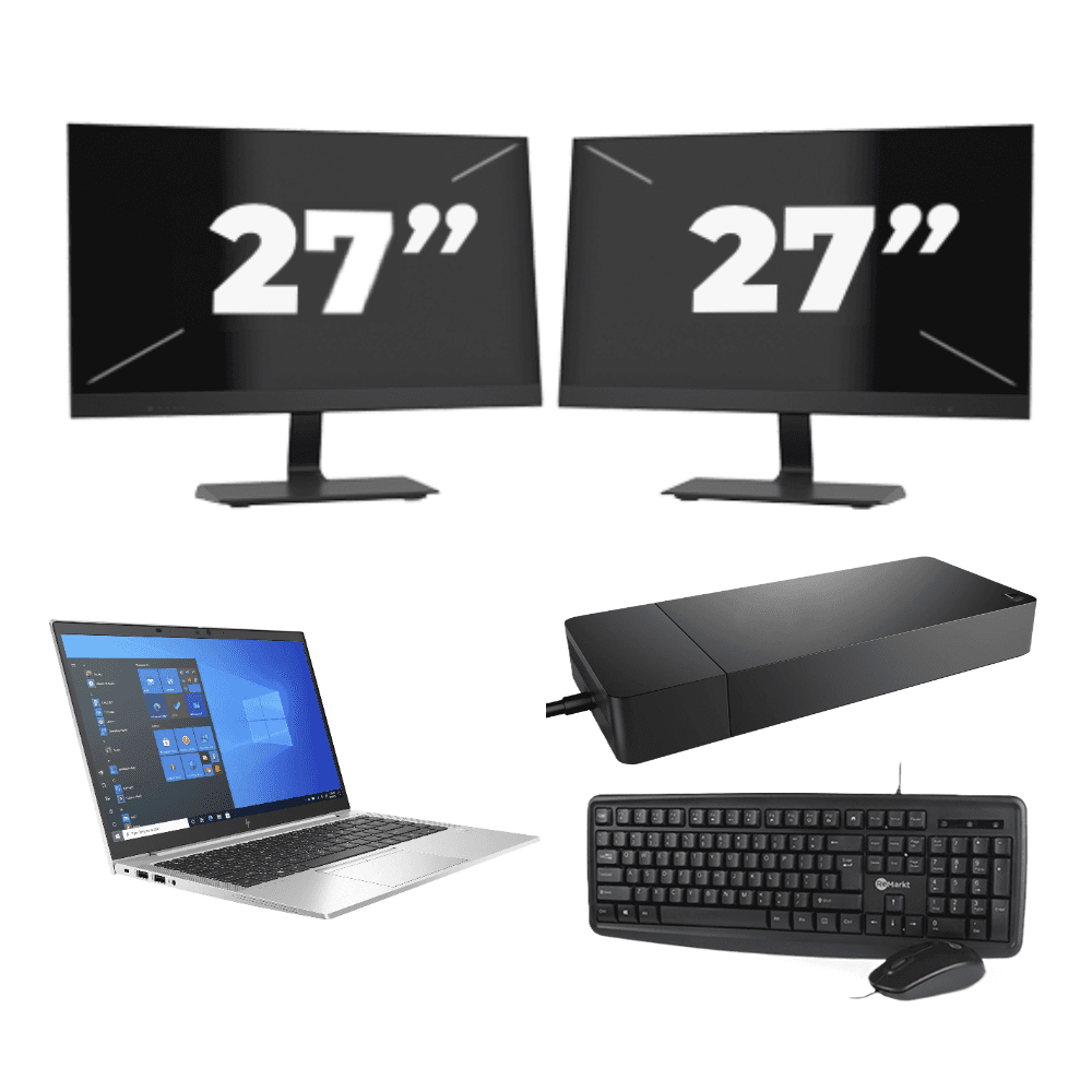 HP EliteBook 840 G8 - Intel Core i7 11ª generazione - 14 pollici - 16GB RAM - 512GB SSD - Windows 11 Home + 2x Monitor da 27 pollici