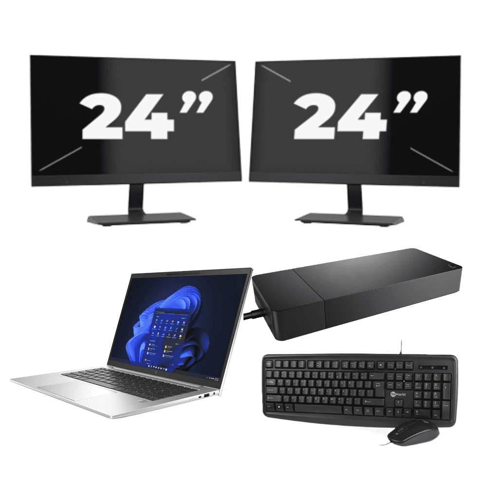 HP EliteBook 840 G9 - Intel Core i5-12a generazione - 14 pollici - 8 GB di RAM - 256 GB SSD - Windows 11 + 2 monitor da 24 pollici