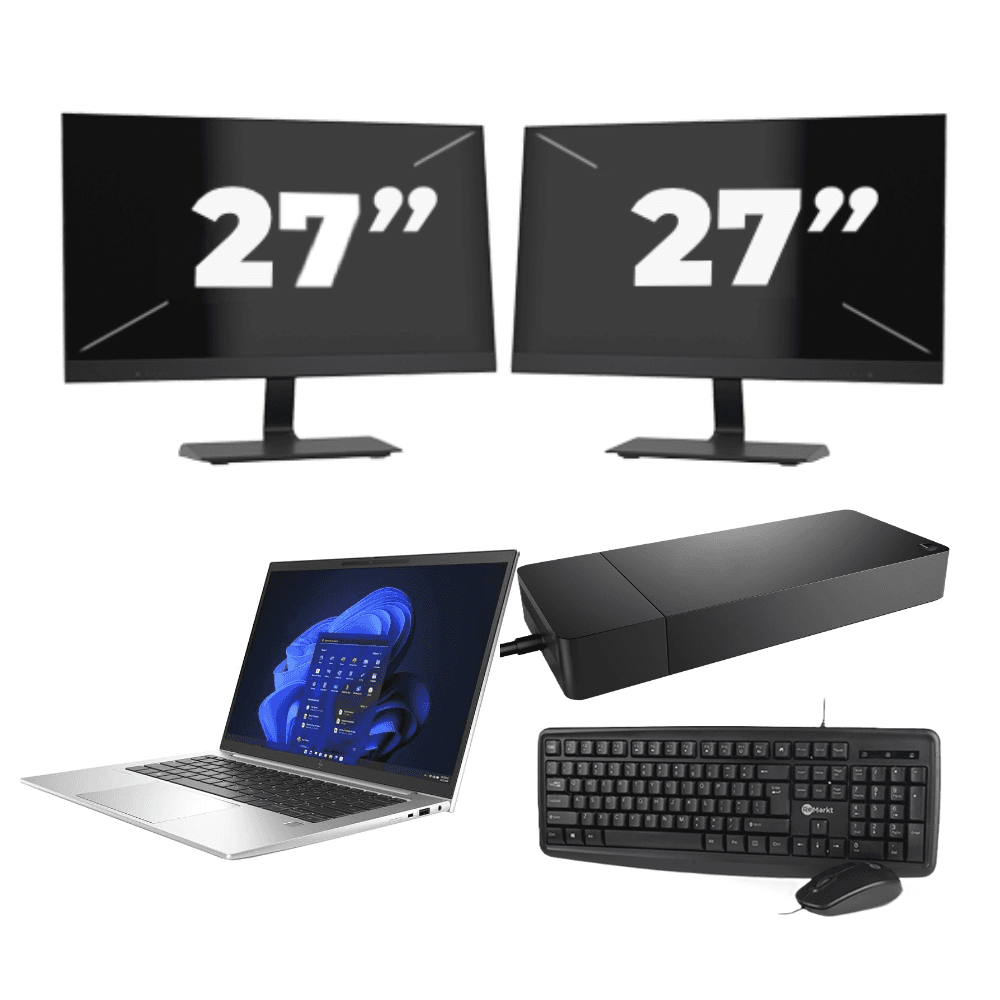 HP EliteBook 840 G9 - Intel Core i7 12ª generazione - 14 pollici - 16GB RAM - 512GB SSD - Windows 11 Home + 2x Monitor da 27 pollici
