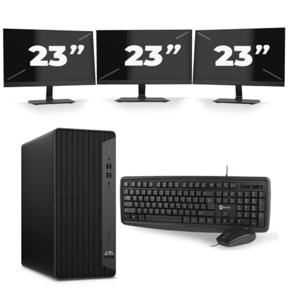 HP EliteDesk 800 G6 Tower - Intel Core i5-10a generazione - 8 GB di RAM - 256 GB SSD - Windows 11 + 3 monitor da 23 pollici