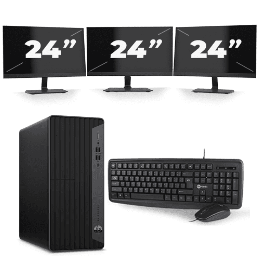 HP EliteDesk 800 G6 Tower - Intel Core i7 10ª generazione - 16GB RAM - 512GB SSD - Windows 11 + 3x Monitor da 24 pollici