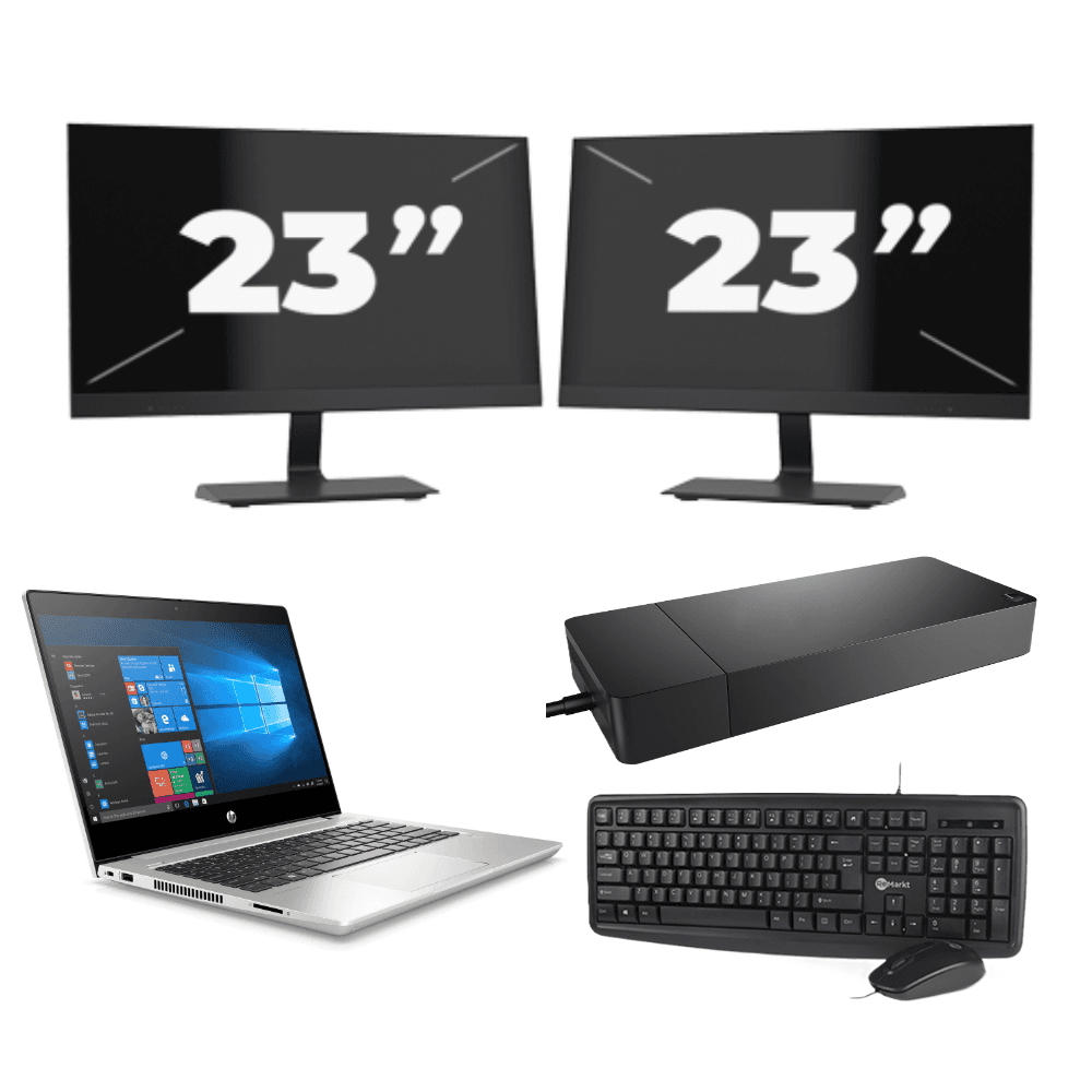 HP ProBook 430 G7 - Intel Core i5-10a generazione - 13 pollici - 8 GB di RAM - 256 GB SSD - Windows 11 + 2 monitor da 23 pollici