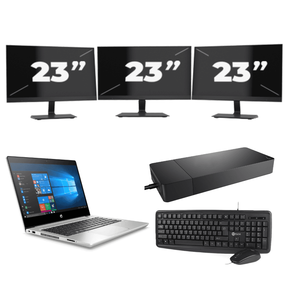 HP ProBook 430 G7 - Intel Core i5-10a generazione - 13 pollici - 8 GB di RAM - 256 GB SSD - Windows 11 + 3 monitor da 23 pollici