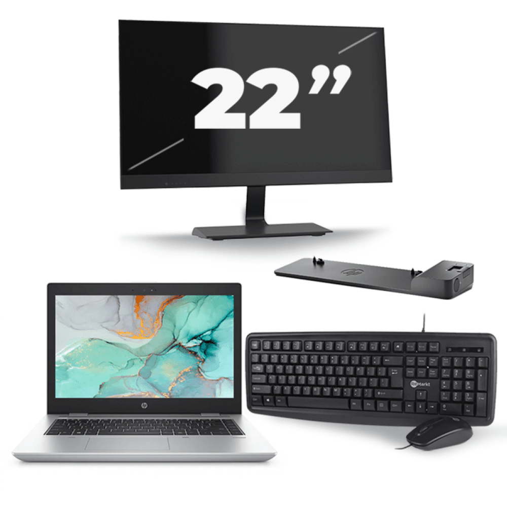 HP ProBook 645 G4 - AMD Ryzen 5 2500U - 14 pollici - 8 GB di RAM - 256 GB SSD - Windows 10 + 1 monitor da 22 pollici