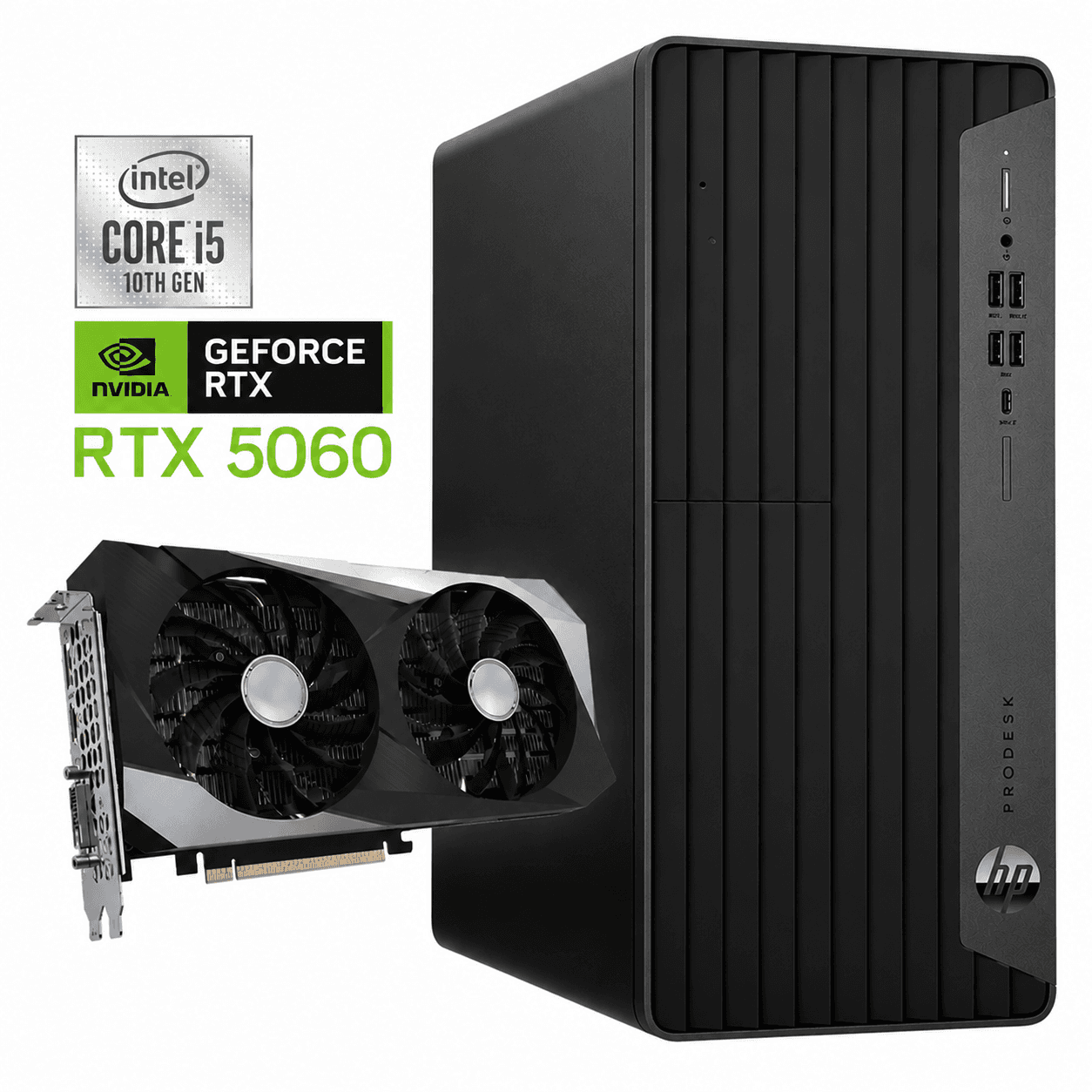 HP ProDesk 600 G6 Tower - Intel Core i5 di decima generazione - 16 GB di RAM - SSD da 512 GB - Nvidia RTX 5060 - Windows 11 - PC da gioco