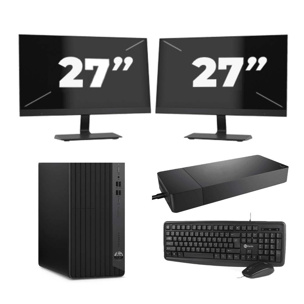HP ProDesk 600 G6 USFF - Intel Core i3 di 10ª generazione - 8GB RAM - 256GB SSD - Windows 11 + 2x monitor da 27 pollici