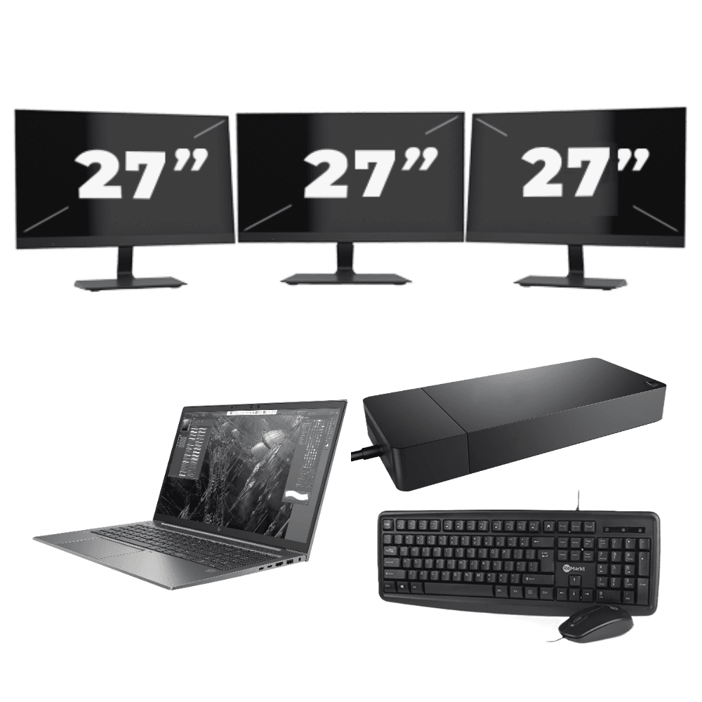 HP ZBook Firefly 15 G7 - Intel Core i7 10ª generazione - 15 pollici - 16GB RAM - 512GB SSD - GPU - Windows 11 Home + 3x Monitor da 27 pollici