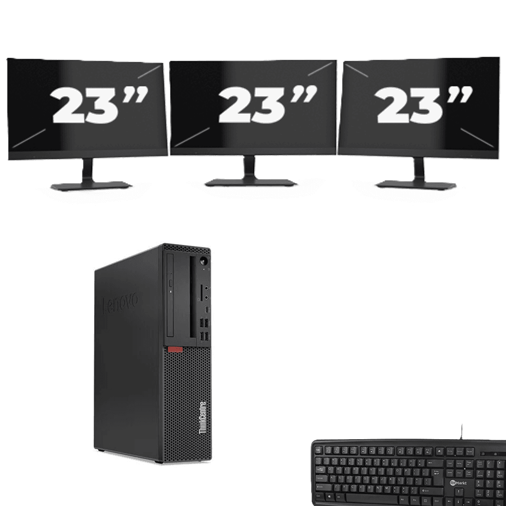 Lenovo ThinkCentre M720s SFF - Intel Core i5 di nona generazione - 8 GB di RAM - SSD da 256 GB - Windows 11 + 3 monitor da 23 pollici