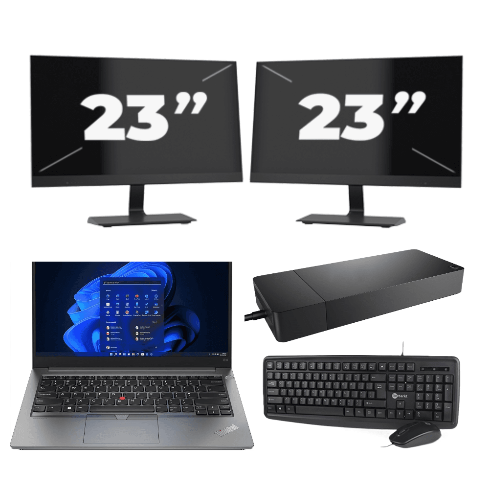 Lenovo ThinkPad E14 Gen 4 - Intel Core i3-12a generazione - 14 pollici - 16 GB RAM - 256 GB SSD - Windows 11 Home + 2x monitor da 23 pollici