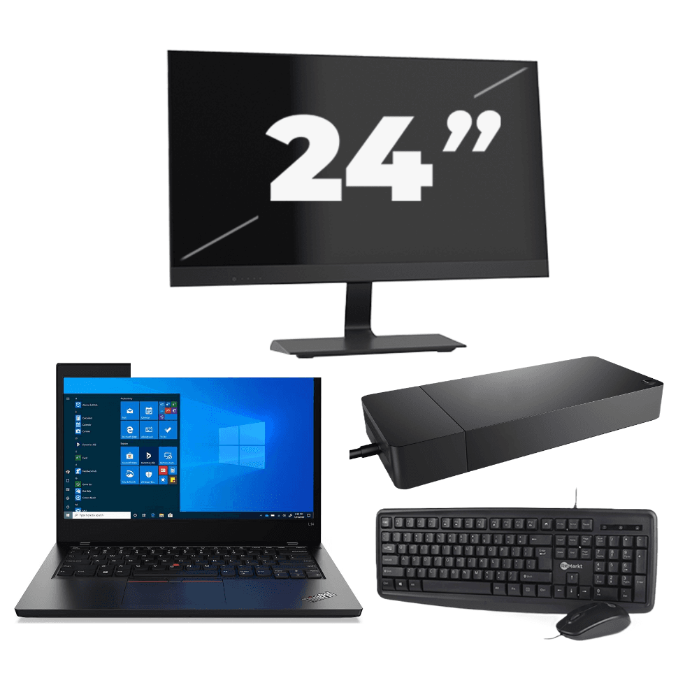 Lenovo ThinkPad L14 Gen 2 - Intel Core i3-11° Generazione - 14 pollice - 8GB RAM - 256GB SSD - Windows 11 Home + 1x 24 pollice Monitor
