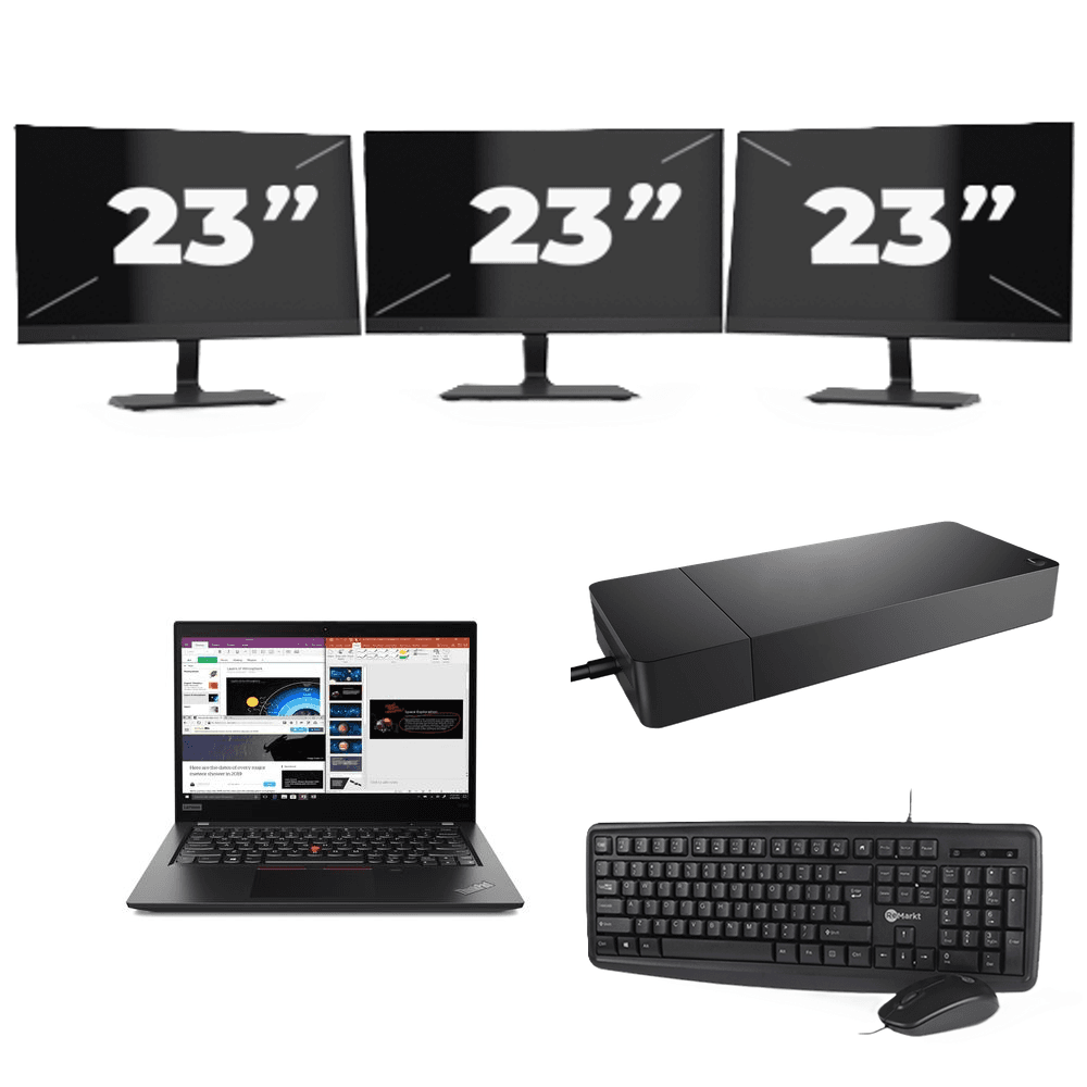 Lenovo ThinkPad X395 - AMD Ryzen 7 PRO 3700U - 13 pollice - 16GB RAM - 256GB SSD - Windows 11 Home + 3x 23 pollice Monitor