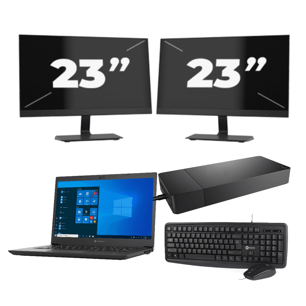 Toshiba Dynabook Tecra A40-G-18H - Intel Core i3 di decima generazione - 14 pollici - 8 GB di RAM - SSD da 256 GB - Windows 11 Home + 2 monitor da 23 pollici