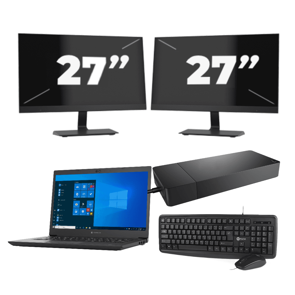 Toshiba Dynabook Tecra A40-G-18H - Intel Core i3 di decima generazione - 14 pollici - 8 GB di RAM - SSD da 256 GB - Windows 11 Home + 2 monitor da 27 pollici
