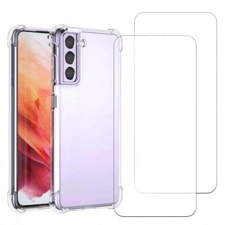 Cover Galaxy S24 e 2 schermi di protezione - TPU - Trasparente