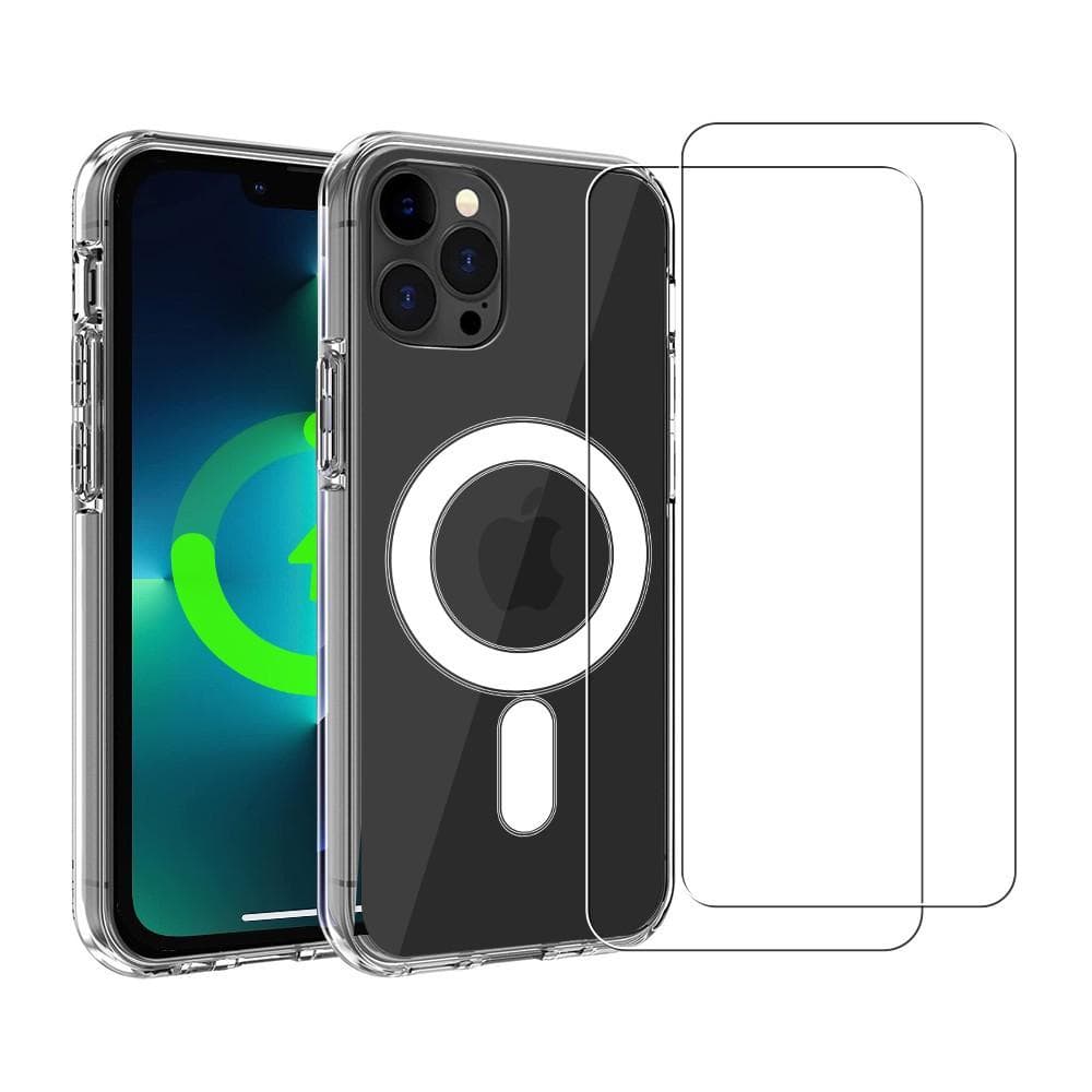 Cover iPhone 13 Pro Max e 2 schermi di protezione - TPU - Trasparente