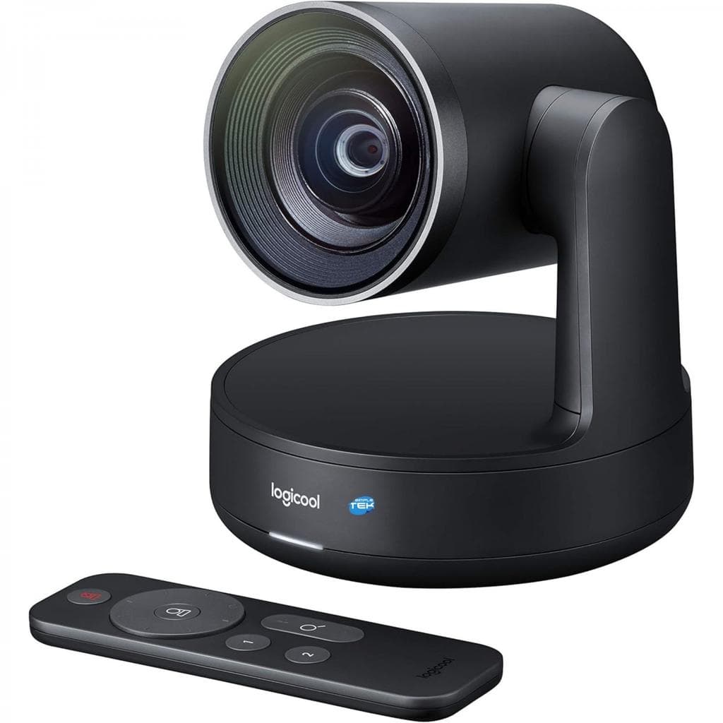 Logitech Modular video conferencing system with soundbar mics cables controller disply hub and table hub Webcam