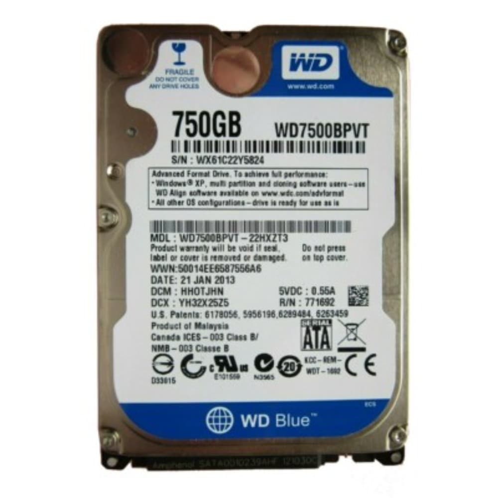 Disco rigido SATA da 750 GB da 2,5 pollici