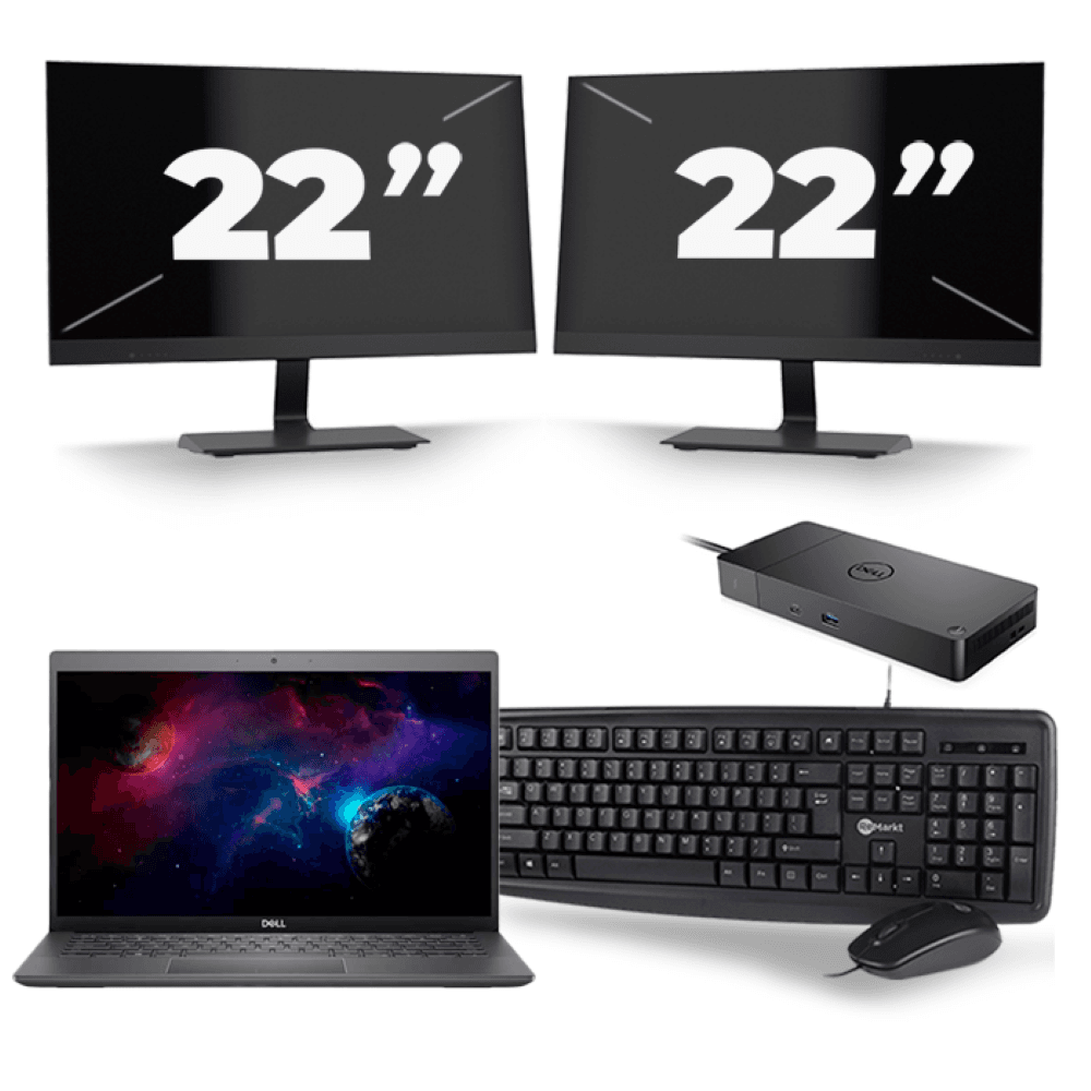 Dell Latitude 3301 - Intel Core i5-8a generazione - 13 pollici - 8 GB di RAM - SSD da 256 GB - Windows 11 + 2 monitor da 22 pollici