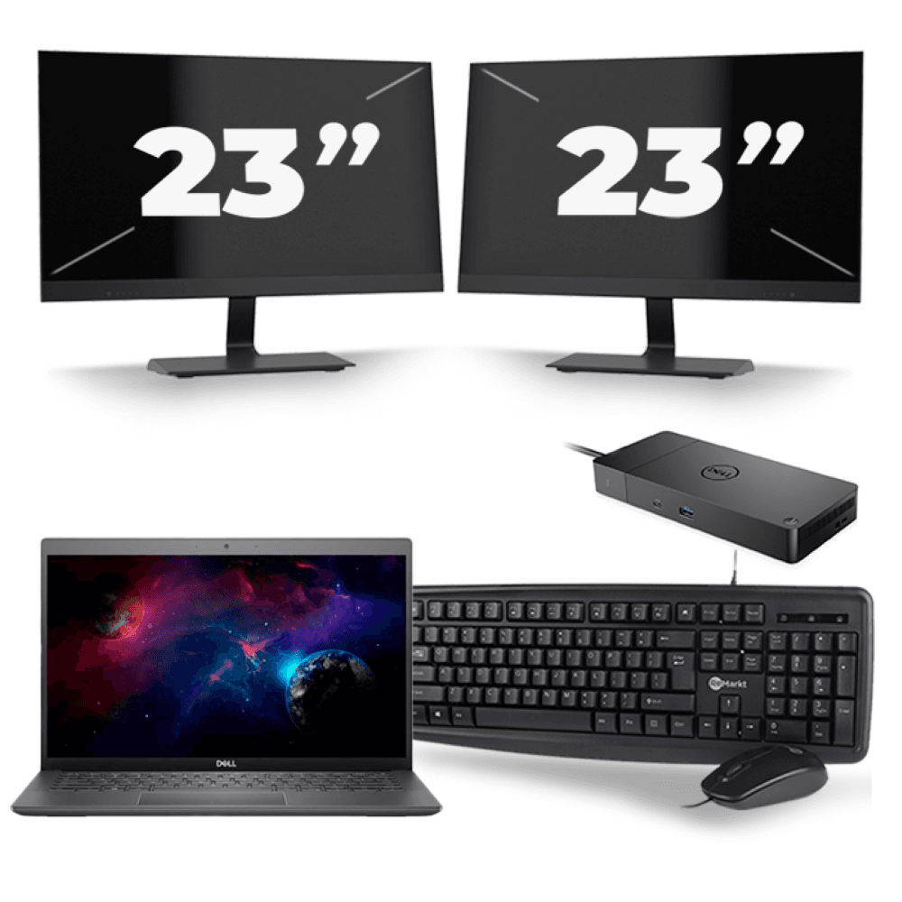 Dell Latitude 3301 - Intel Core i5-8a generazione - 13 pollici - 8 GB di RAM - SSD da 256 GB - Windows 11 + 2 monitor da 23 pollici